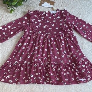NWT Angel Dear Purple White Floral Ruffled Tiered Dress 12-18M Bamboo